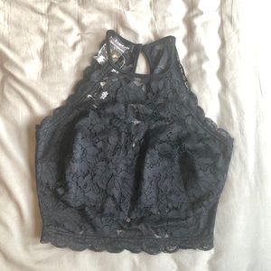 bebe Miranda Lace Halter Crop Top